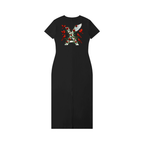 “Cardinal Rose” Women's V-Neck Short Sleeve Maxi Dress
