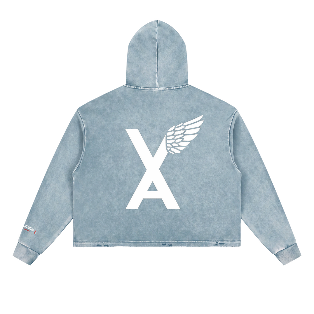 “2 UP 2 Down” Unisex Vintage Washed Frayed-Hem Premium Hoodie