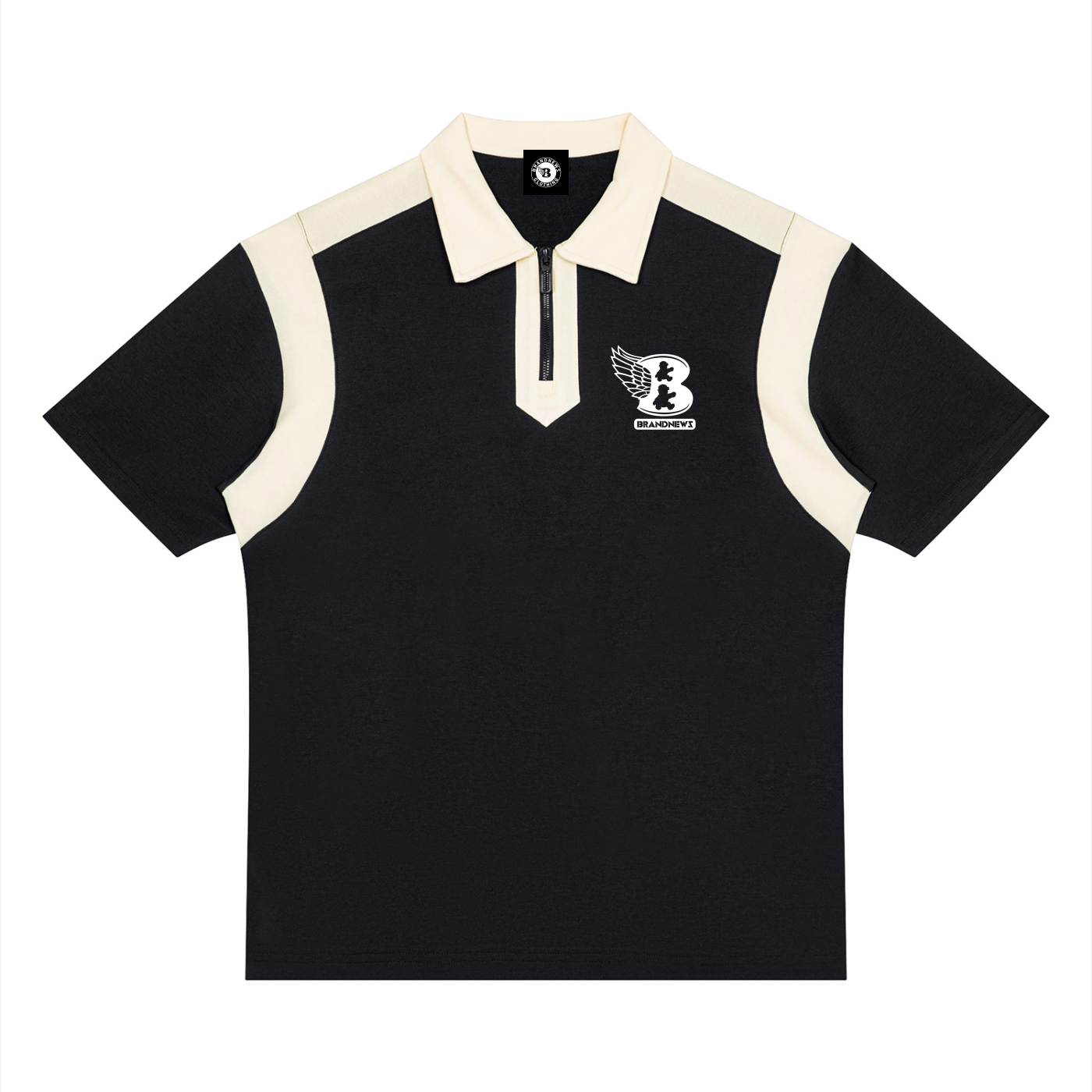 “B w/wing” Premium Unisex Color Block Quarter Zip Polo Shirt