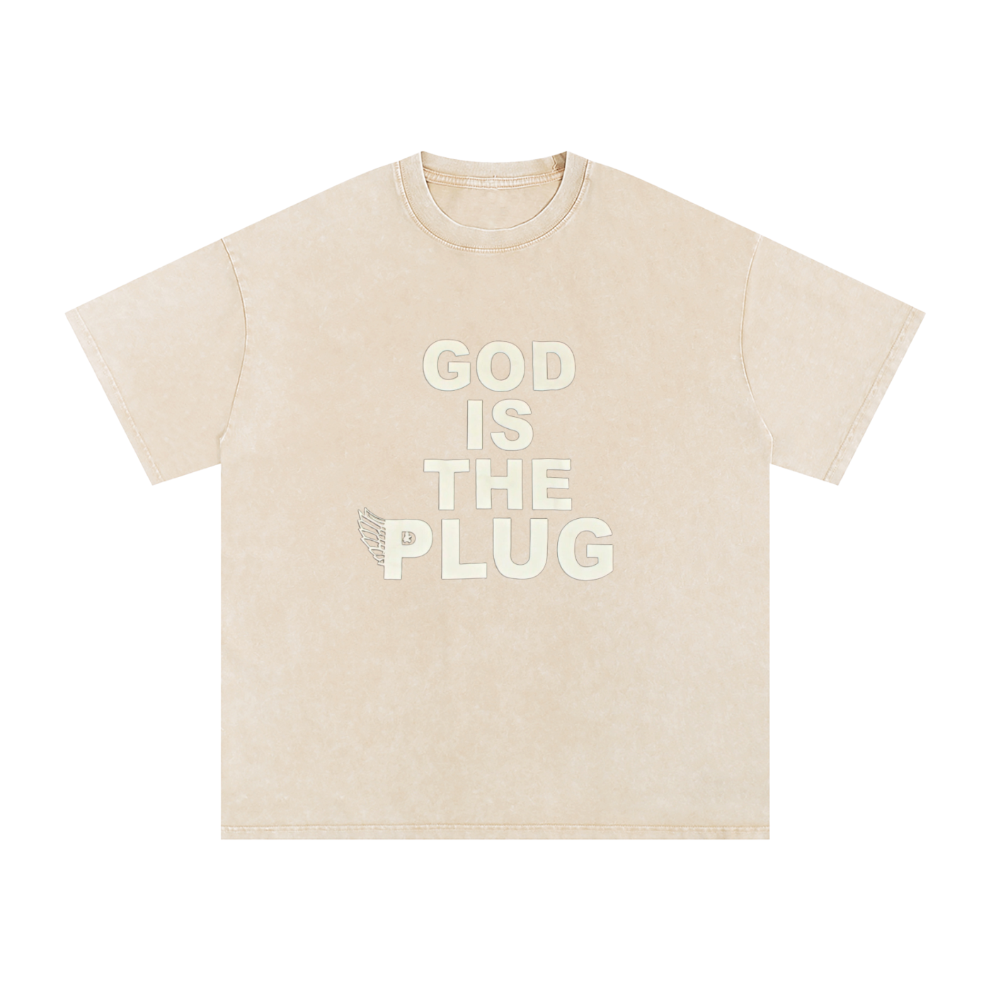 “God Is The Plug” Snow Washed Oversized Cotton T-Shirt