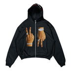 “2 UP 2 Down” Premium Rhinestone Zip Hoodie