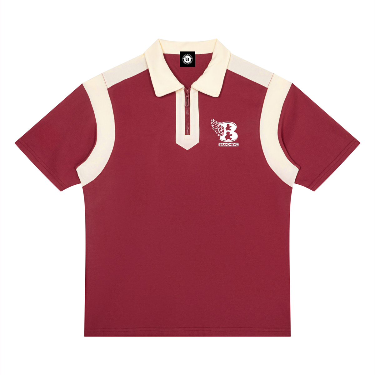“B w/wing” Unisex Color Block Quarter Zip Premium Polo Shirt