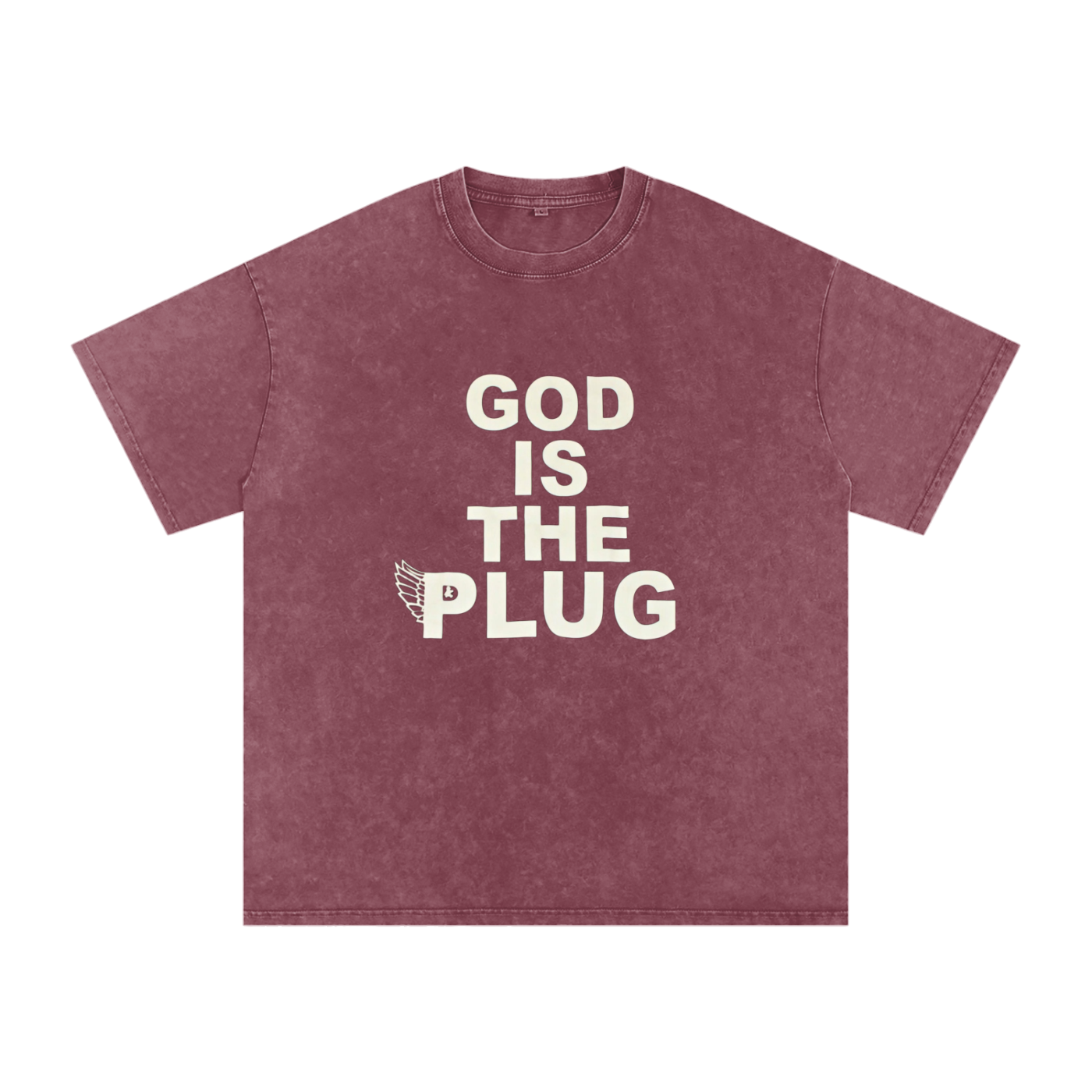 “God Is The Plug” Snow Washed Oversized Cotton T-Shirt