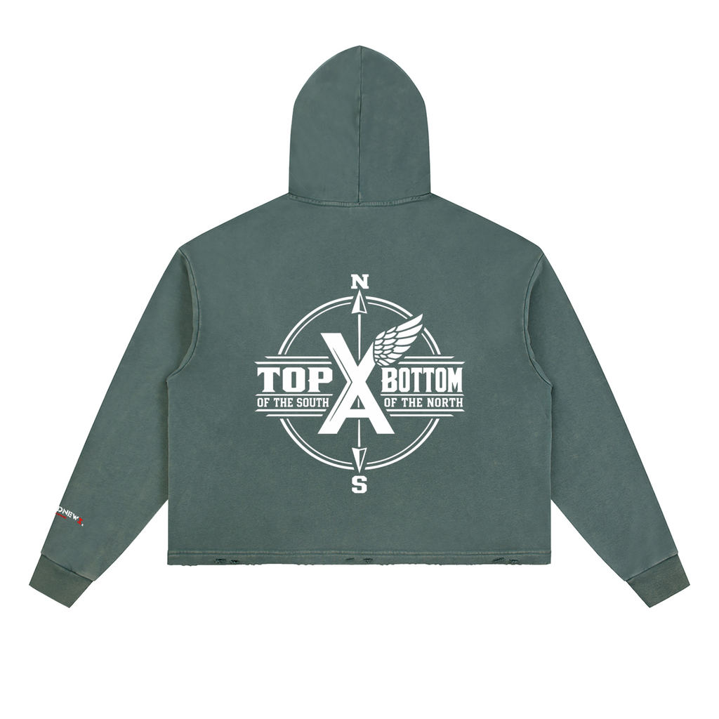 “Commonwealth Classic” Vintage Washed Frayed-Hem Hoodie