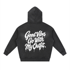 “Love Good Vibes” Premium Sunfade Two-way Zipper Boxy Fleece Hoodie