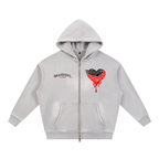 “Love Good Vibes” Premium Sunfade Two-way Zipper Boxy Fleece Hoodie