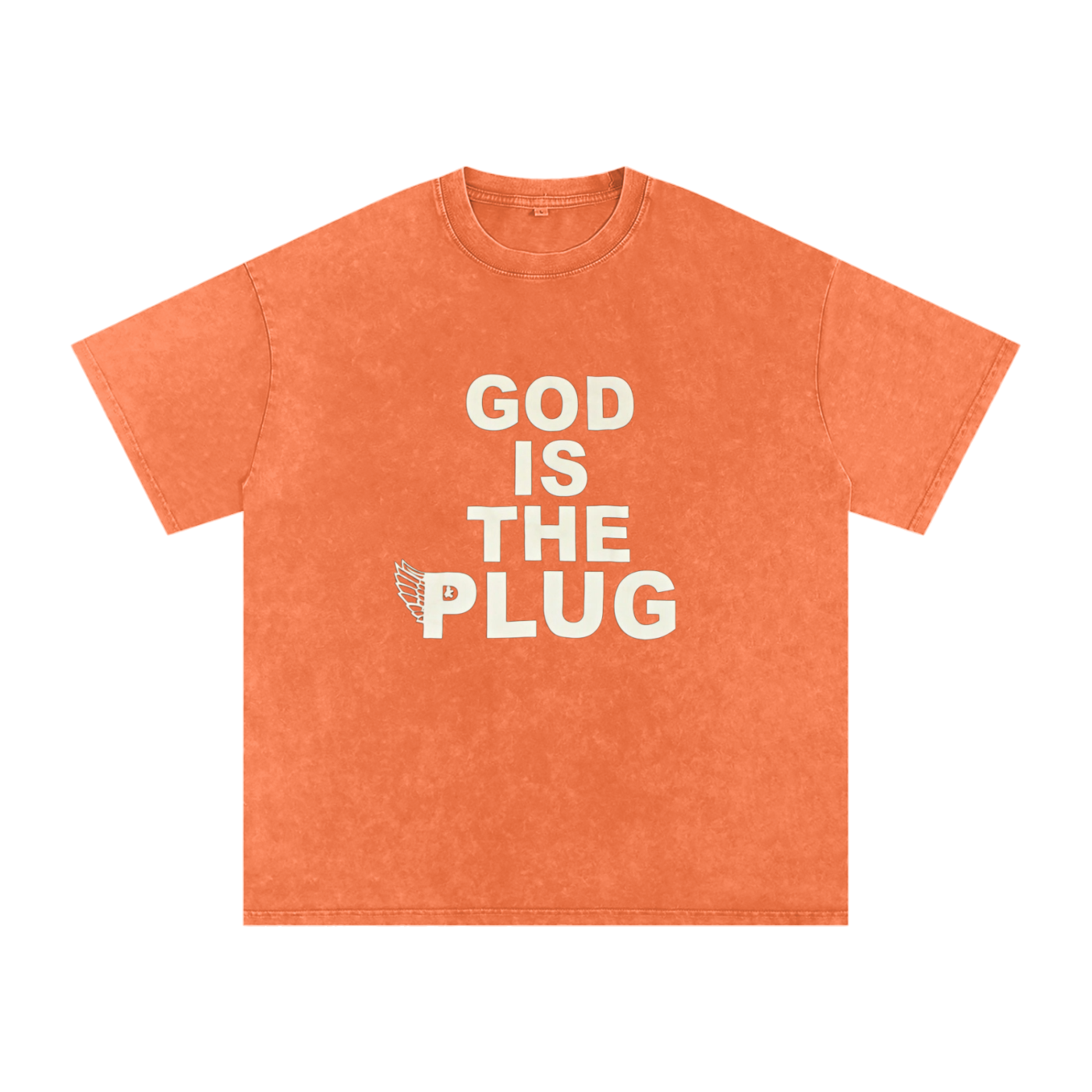 “God Is The Plug” Snow Washed Oversized Cotton T-Shirt