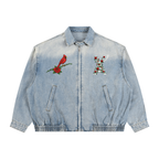 “Cardinal Rose” Premium Unisex Vintage Wash Full-Zip Denim Jacket