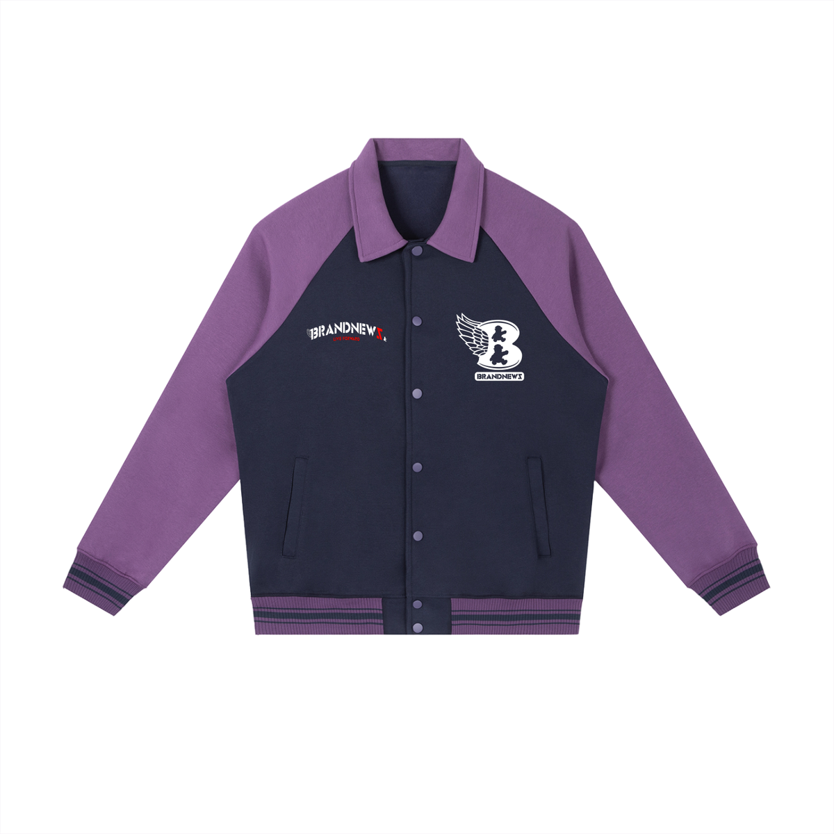 “Brandnewz” Premium Contrast Raglan Sleeve Baseball Jacket