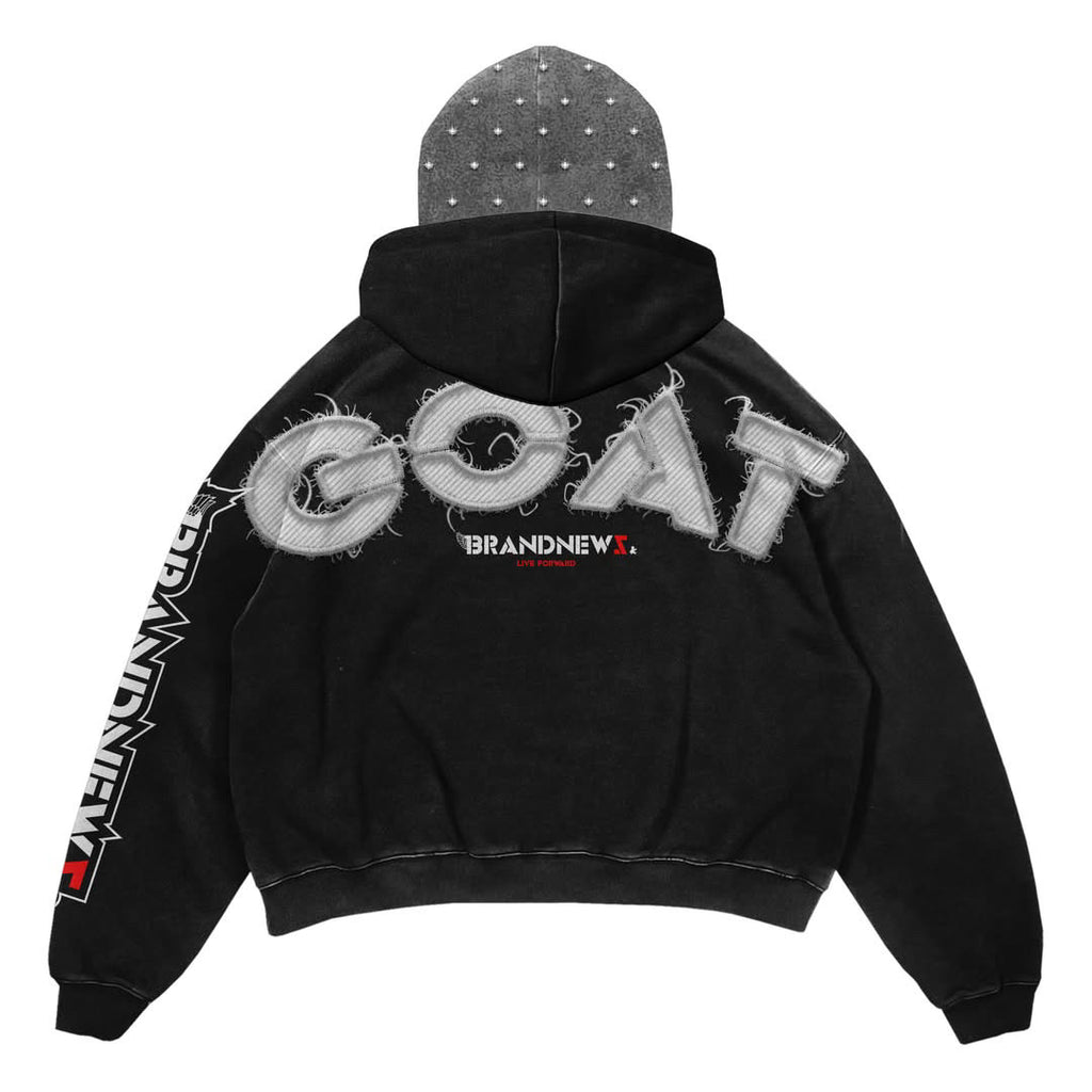 “King Of Pop/GOAT” Premium Double Hood Rhinestone Hoodie