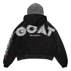 “King Of Pop/GOAT” Premium Double Hood Rhinestone Hoodie
