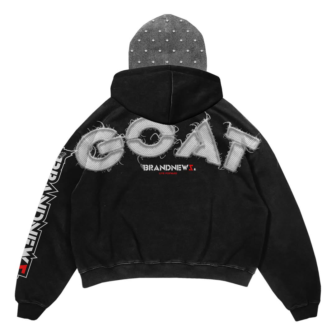 “King Of Pop/GOAT” Premium Double Hood Rhinestone Hoodie