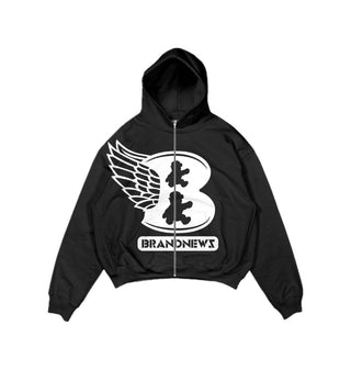 “B w/wing” Premium Zip Up Hoodie