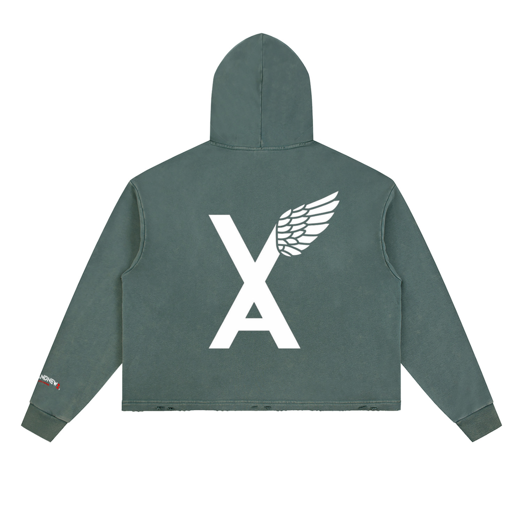 “2 UP 2 Down” Unisex Vintage Washed Frayed-Hem Premium Hoodie