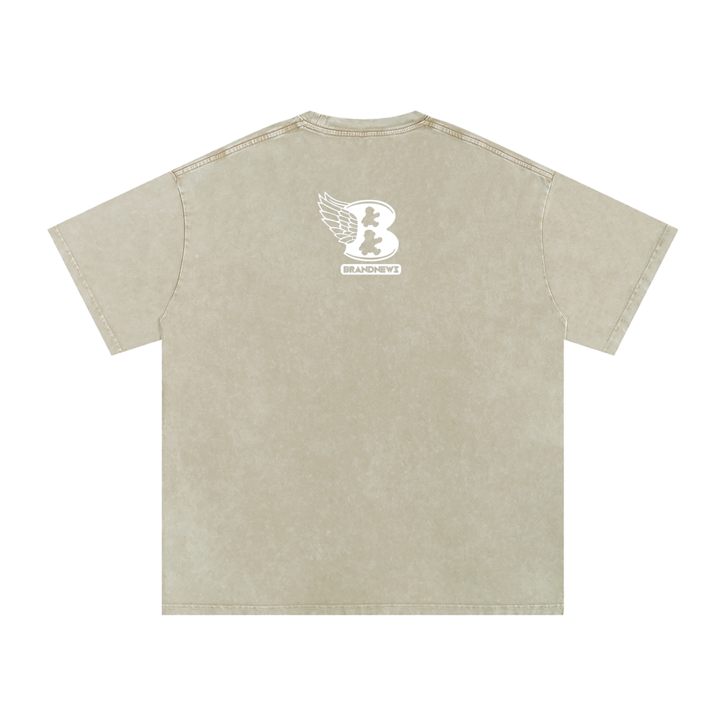 “God Is The Plug” Snow Washed Oversized Cotton T-Shirt