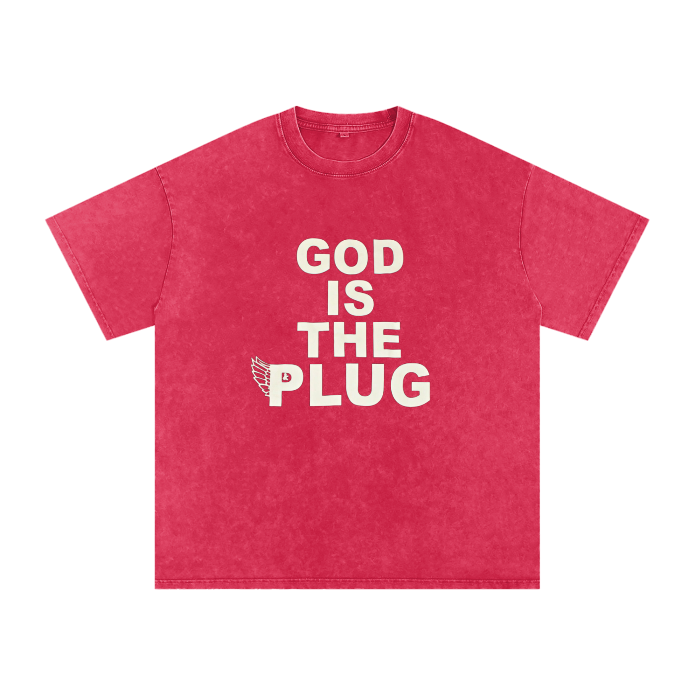 “God Is The Plug” Snow Washed Oversized Cotton T-Shirt