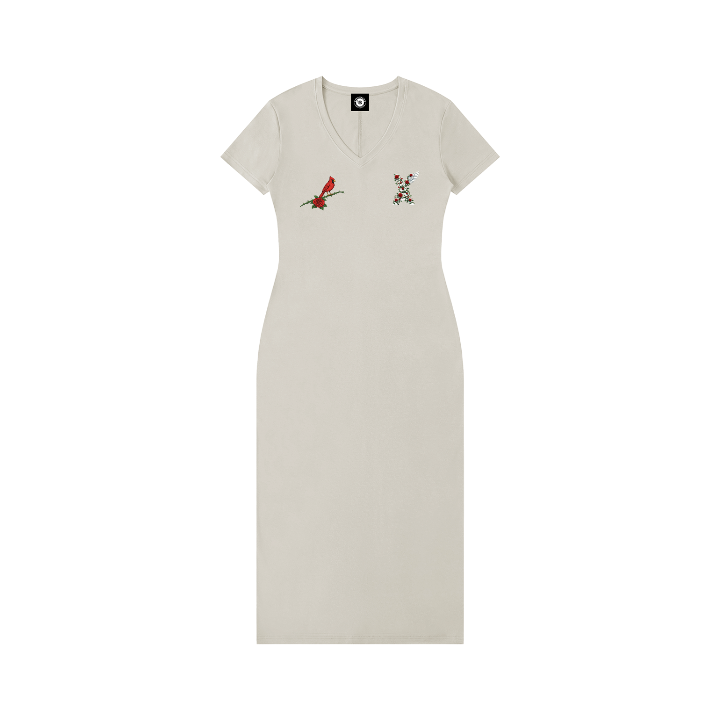 “Cardinal Rose” Women's V-Neck Short Sleeve Maxi Dress