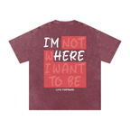 “I’m Here” Premium Snow Washed Oversized Cotton T-Shirt