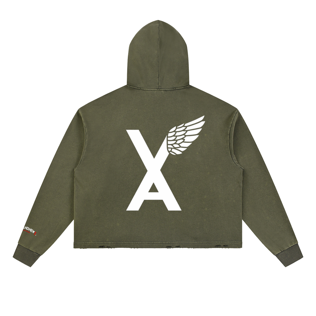 “2 UP 2 Down” Unisex Vintage Washed Frayed-Hem Premium Hoodie