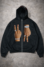 “2 UP 2 Down” Premium Rhinestone Zip Hoodie