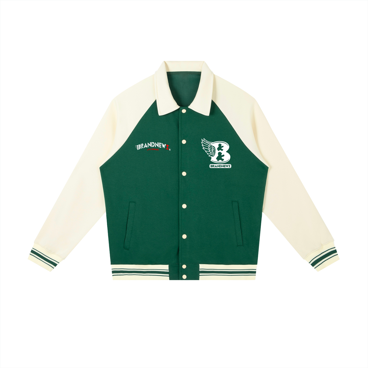 “Brandnewz” Premium Contrast Raglan Sleeve Baseball Jacket