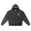 “Cardinal Rose” Premium Snow Wash Oversized Zip-Up Hoodie