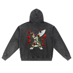 “Cardinal Rose” Premium Snow Wash Oversized Zip-Up Hoodie