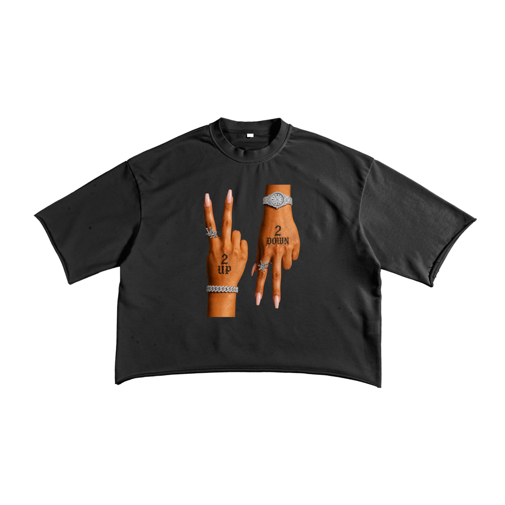 “2 UP 2 down Her” Premium Unisex French Terry Raw Edge T-Shirt
