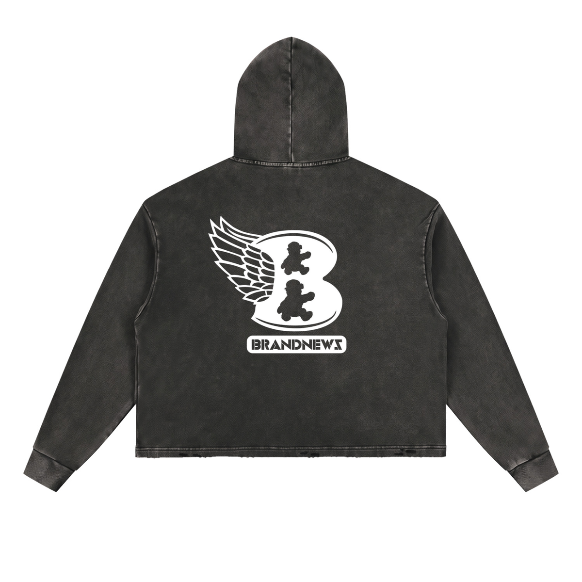 “Brandnewz Live Forward” Vintage Washed Frayed-Hem Premium Hoodie