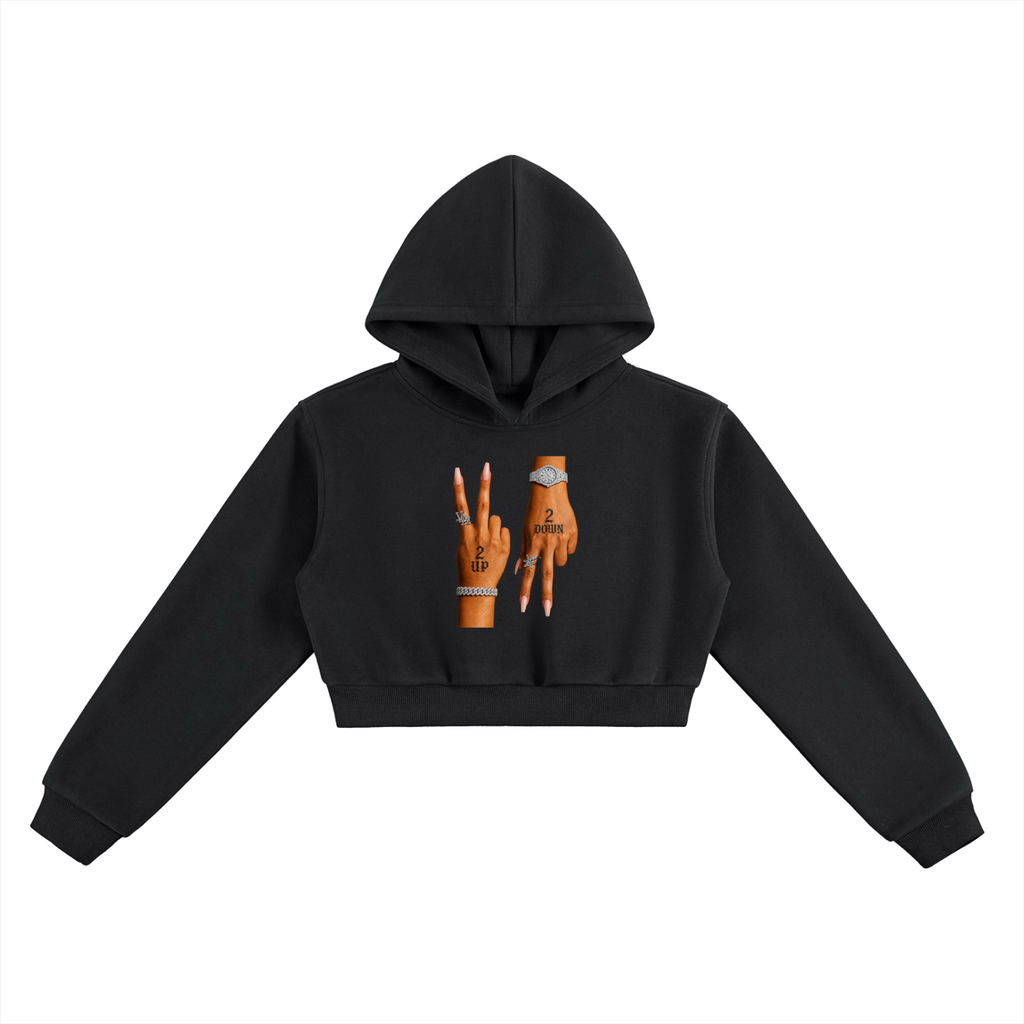 “2 Up 2 down Her” Women’s Premium Essential Cropped Hoodie
