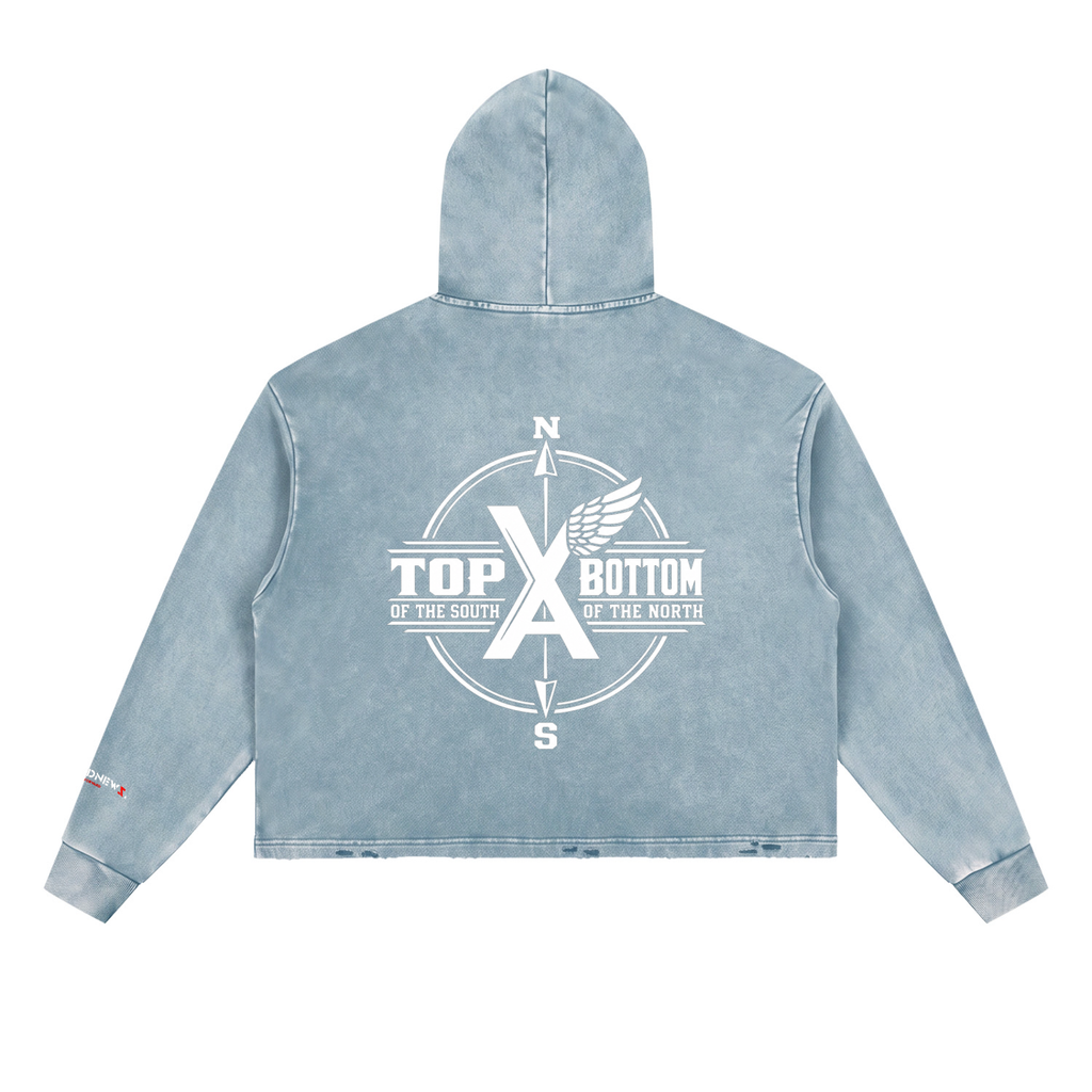 “Commonwealth Classic” Vintage Washed Frayed-Hem Hoodie