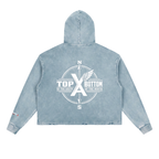 “Commonwealth Classic” Vintage Washed Frayed-Hem Hoodie