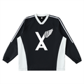 “VA W/WING” Premium Color-Block V-Neck Long-Sleeve T-Shirt