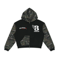 Unisex Colorblock Camo Full Zip Boxy Hoodie