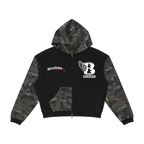Unisex Colorblock Camo Full Zip Boxy Hoodie