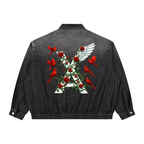 “Cardinal Rose” Premium Unisex Vintage Wash Full-Zip Denim Jacket