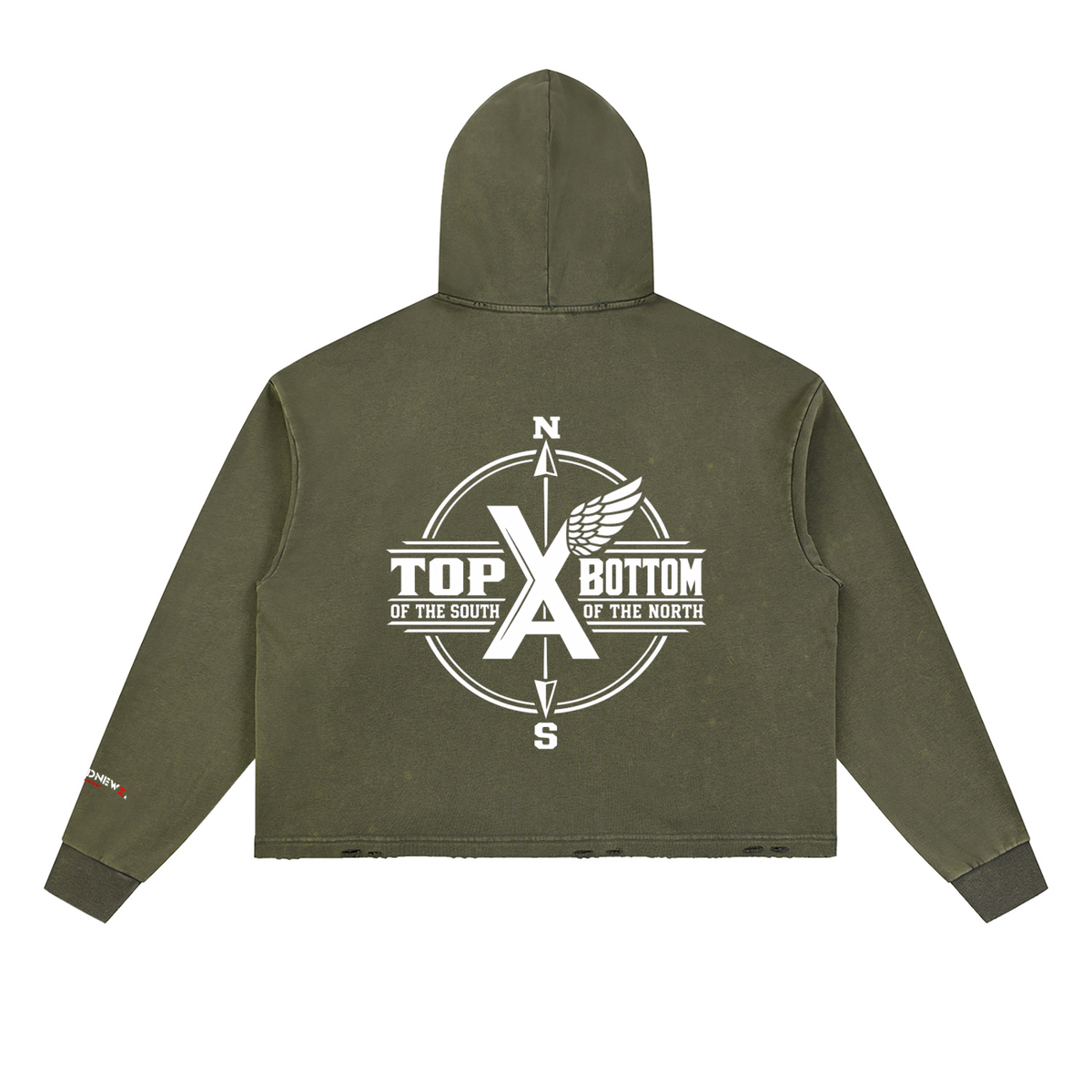 “Commonwealth Classic” Vintage Washed Frayed-Hem Hoodie