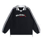 “Live Forward” Premium Contrast Striped Lapel Collar Sweatshirt