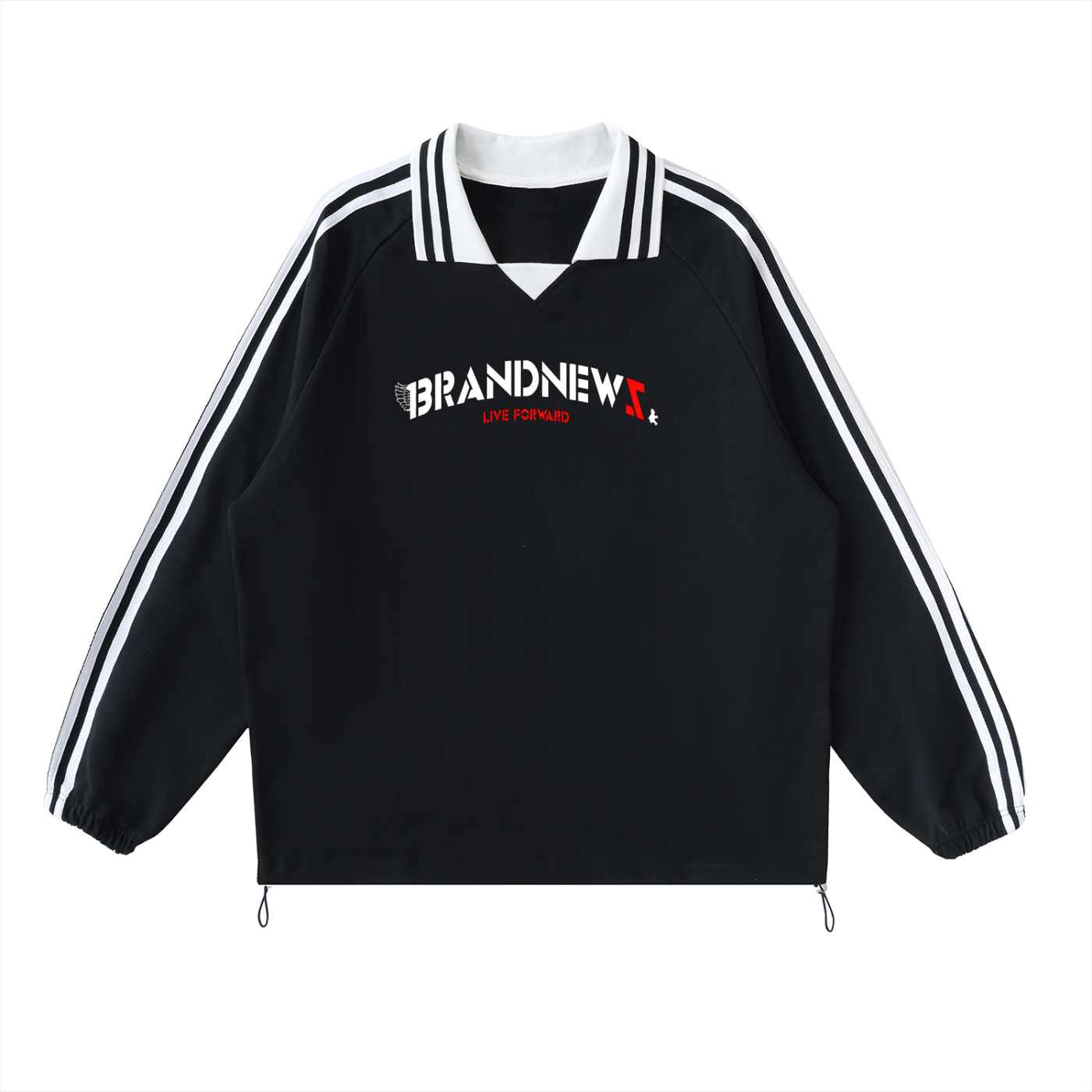 “Live Forward” Premium Contrast Striped Lapel Collar Sweatshirt