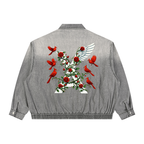 “Cardinal Rose” Premium Unisex Vintage Wash Full-Zip Denim Jacket
