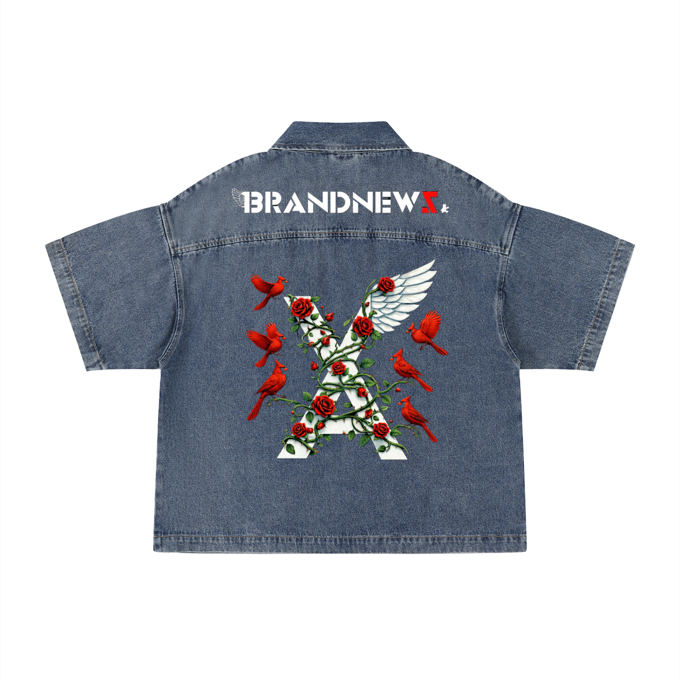 Unisex Vintage Wash Boxy Quarter-Zip Denim Shirt