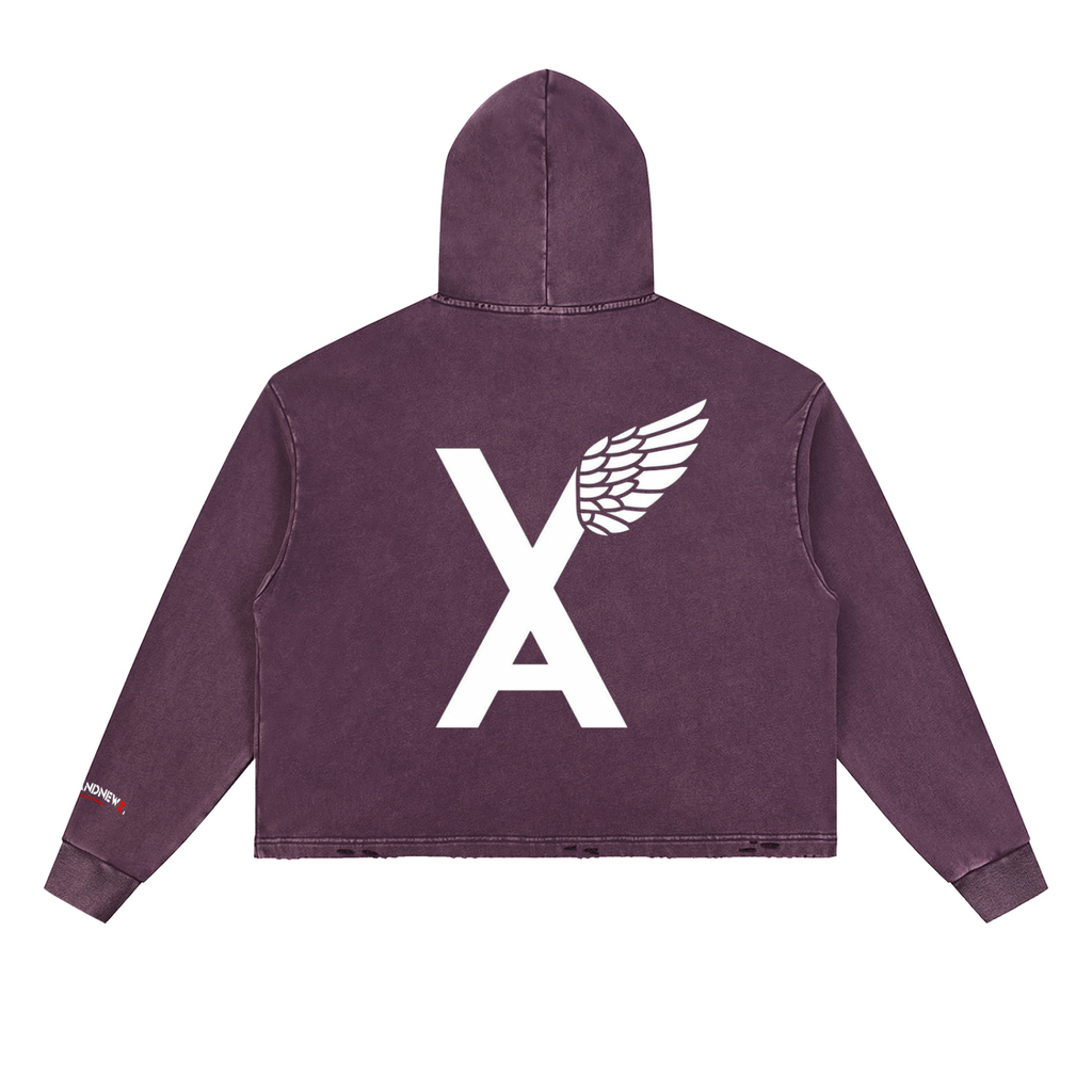 “2 UP 2 Down” Unisex Vintage Washed Frayed-Hem Premium Hoodie