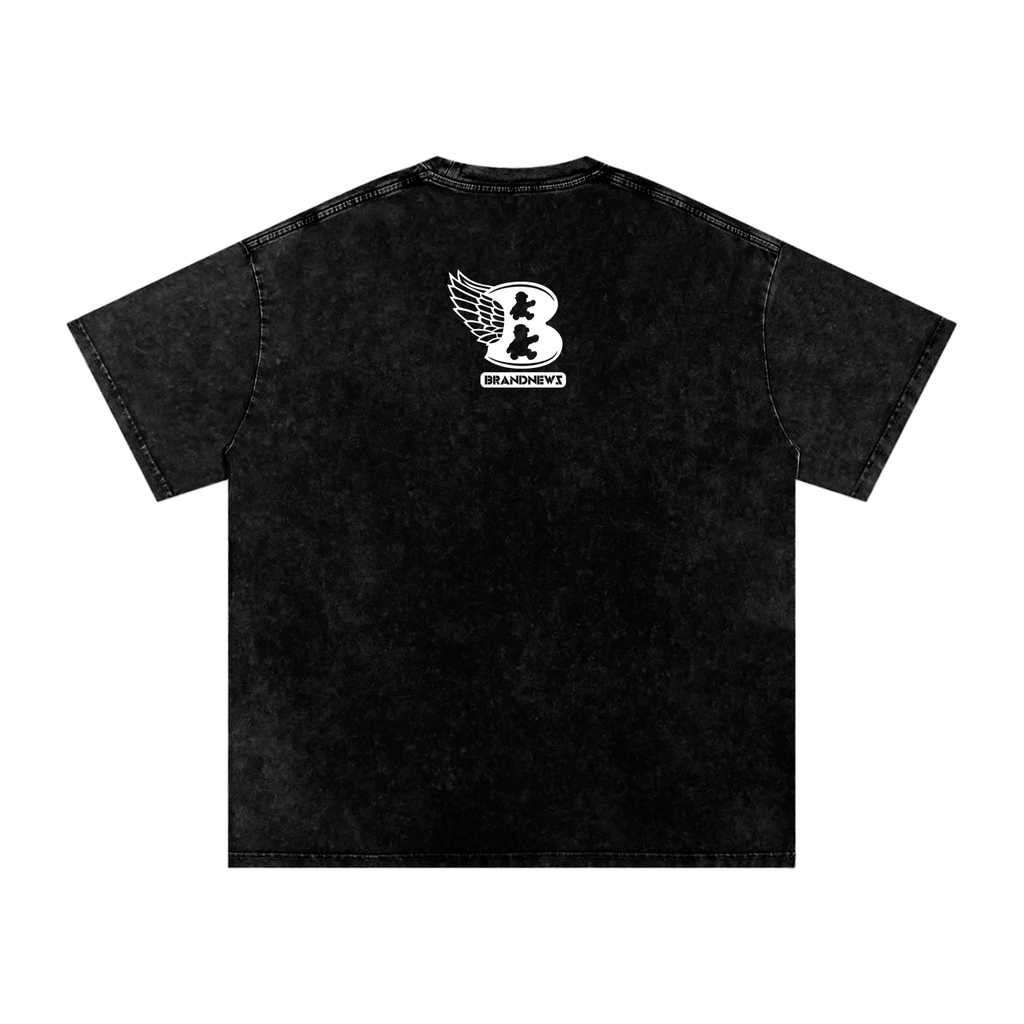 “God Is The Plug” Snow Washed Oversized Cotton T-Shirt