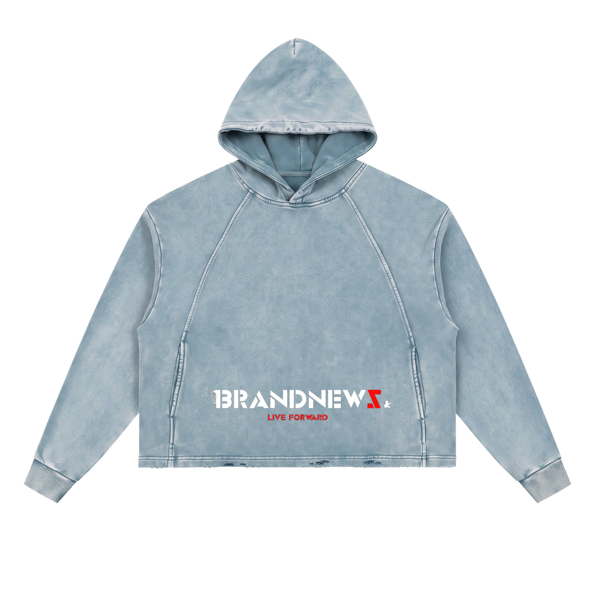 “Brandnewz Live Forward” Vintage Washed Frayed-Hem Premium Hoodie