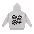 “Love Good Vibes” Premium Sunfade Two-way Zipper Boxy Fleece Hoodie