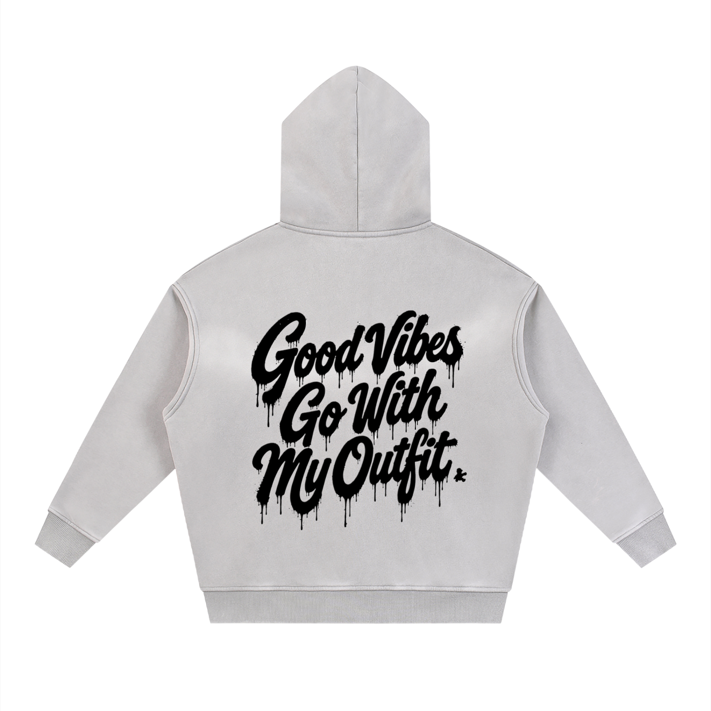“Love Good Vibes” Premium Sunfade Two-way Zipper Boxy Fleece Hoodie
