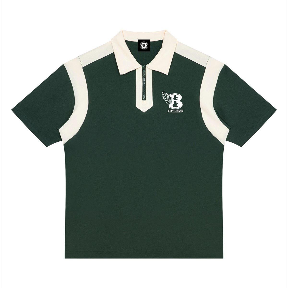 “B w/wing” Unisex Color Block Quarter Zip Premium Polo Shirt