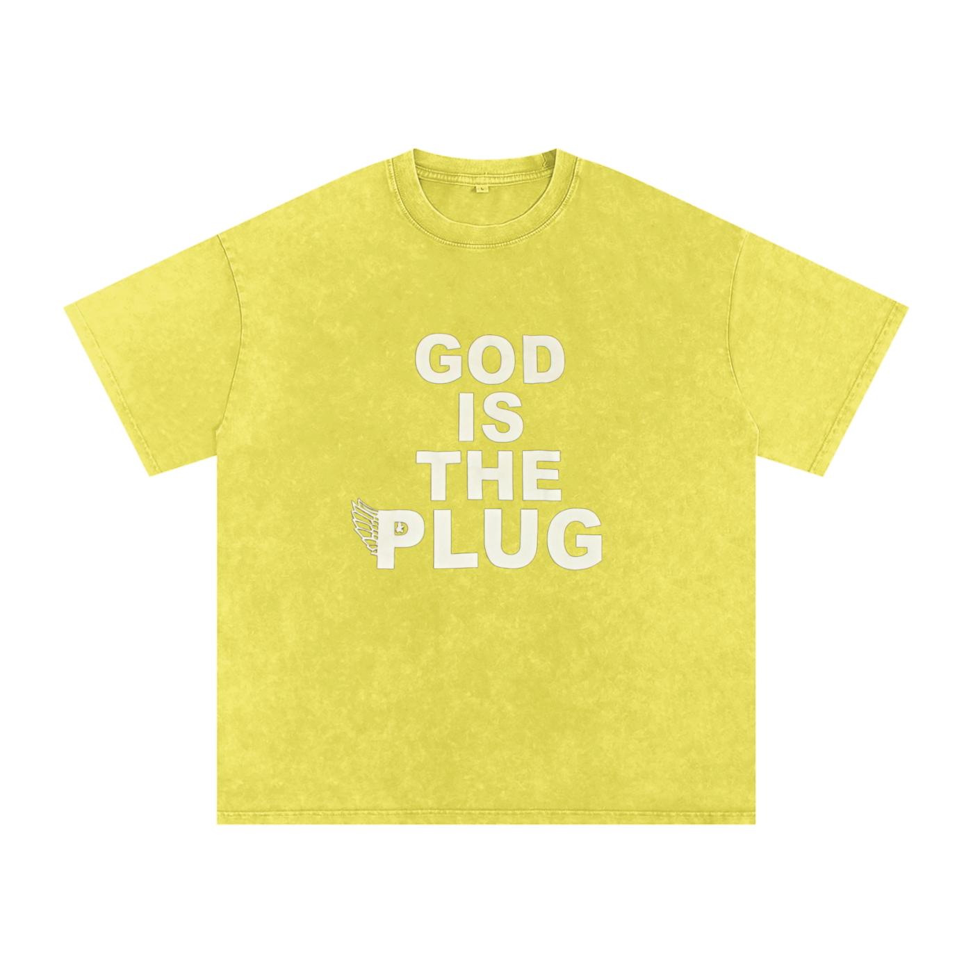 “God Is The Plug” Snow Washed Oversized Cotton T-Shirt
