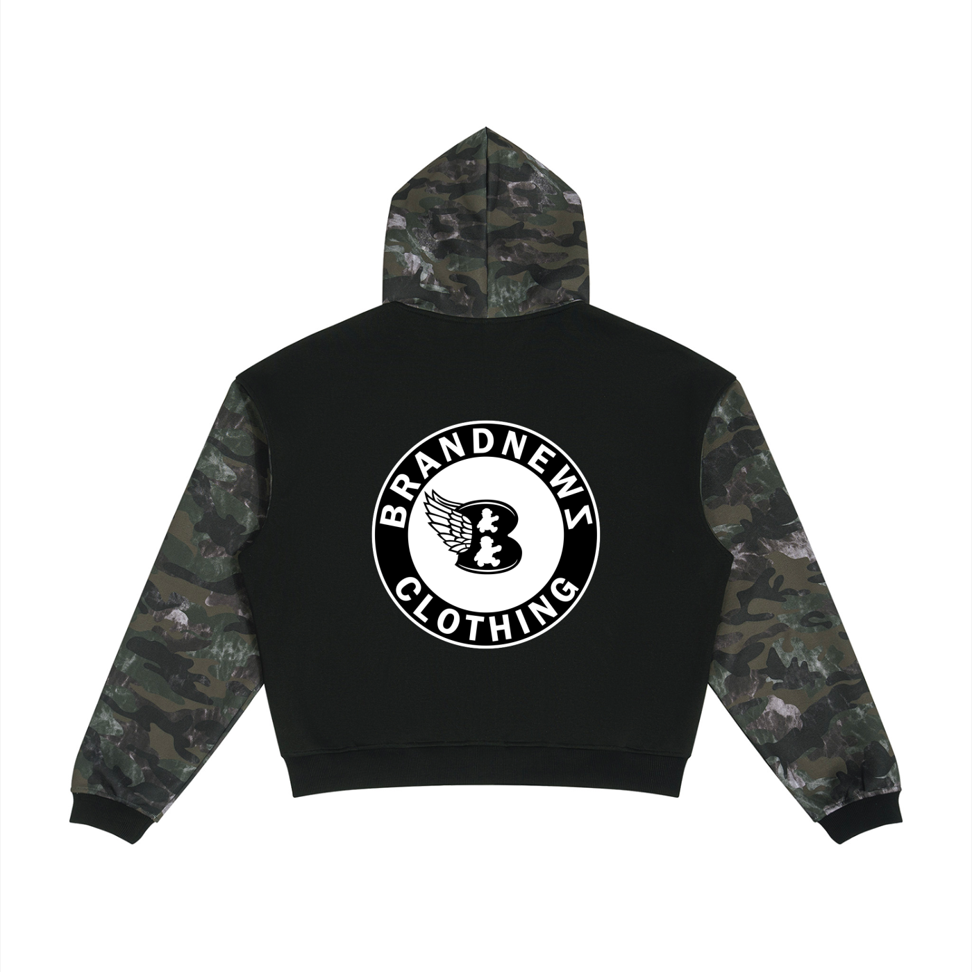 Unisex Colorblock Camo Full Zip Boxy Hoodie