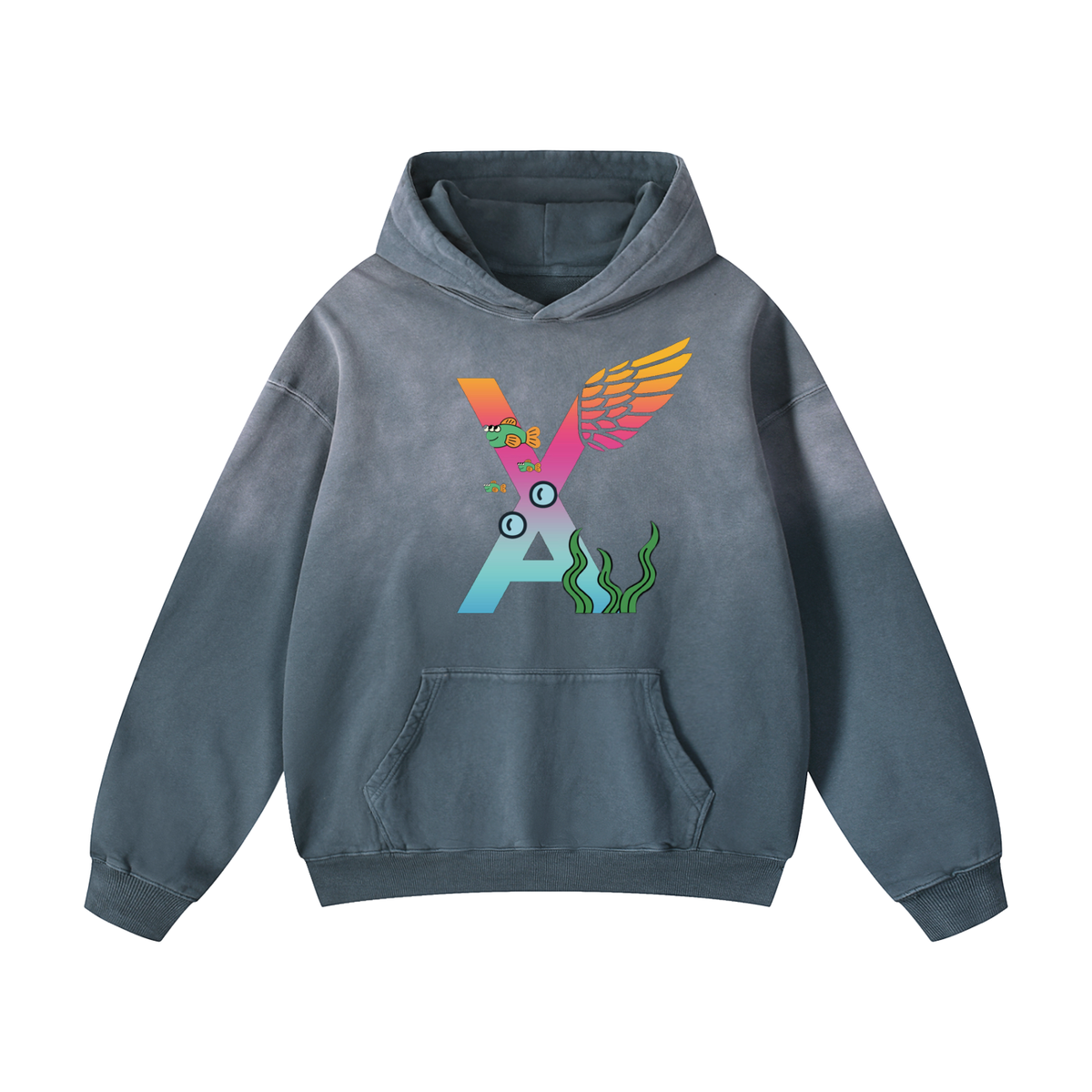 “VA w/wing SITW” Premium Heavyweight Sunfade Oversized Hoodie